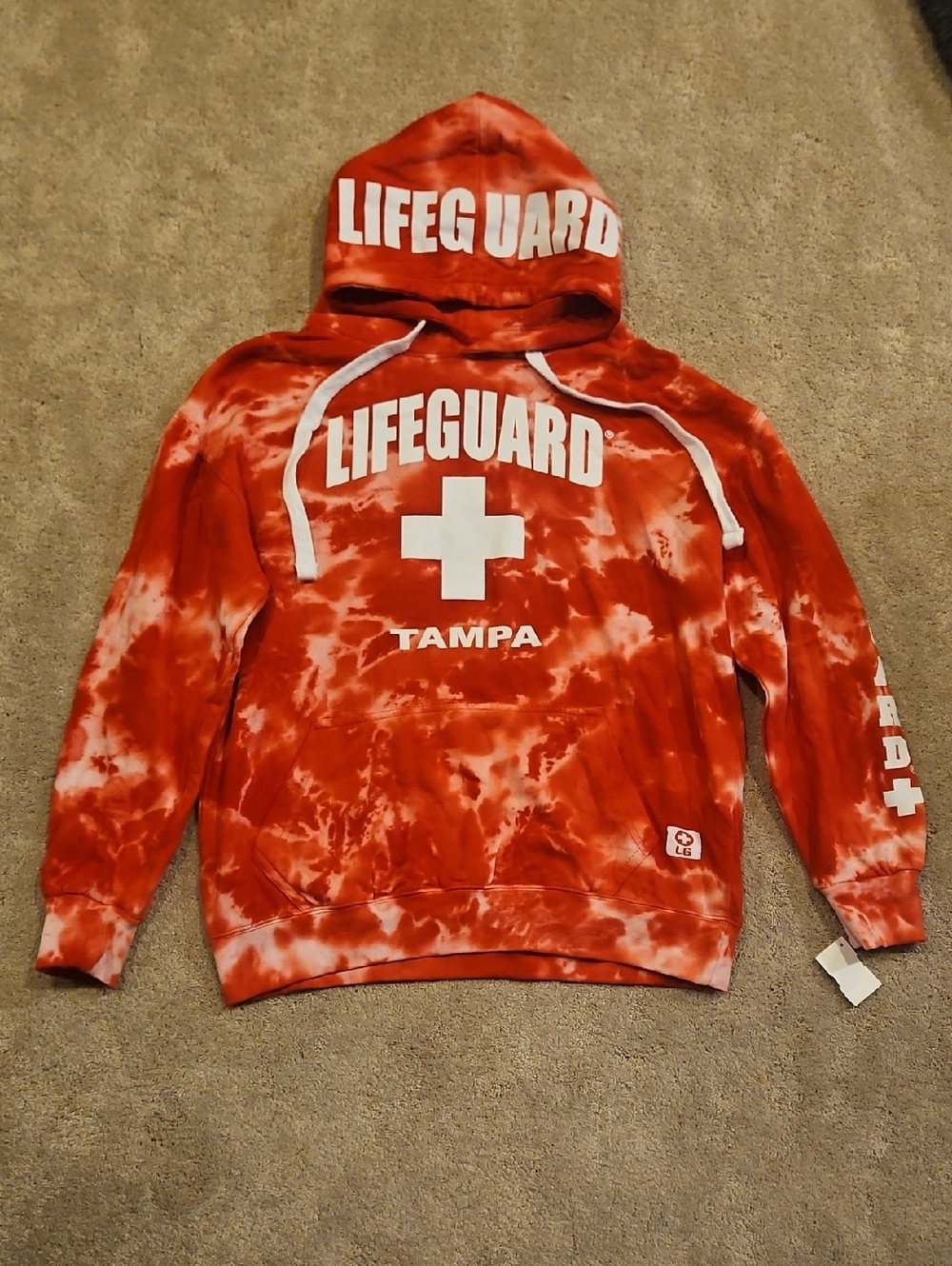 Lifeguard Tampa Tie-Dye Hoodie - Red & White